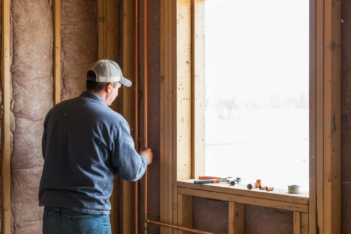 Licensed plumber running new copper supply lines in a Carrie home