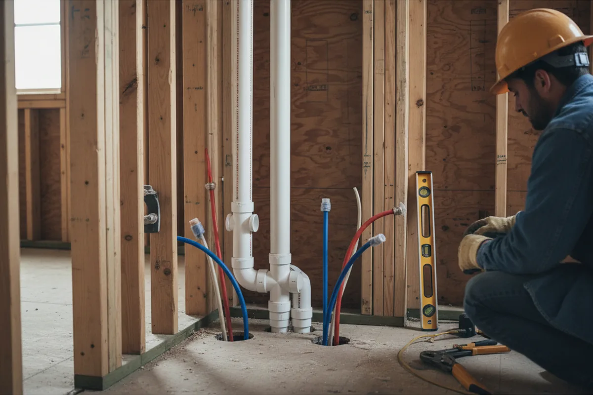 Drain and supply rough-in during Leak Detection in Carrie