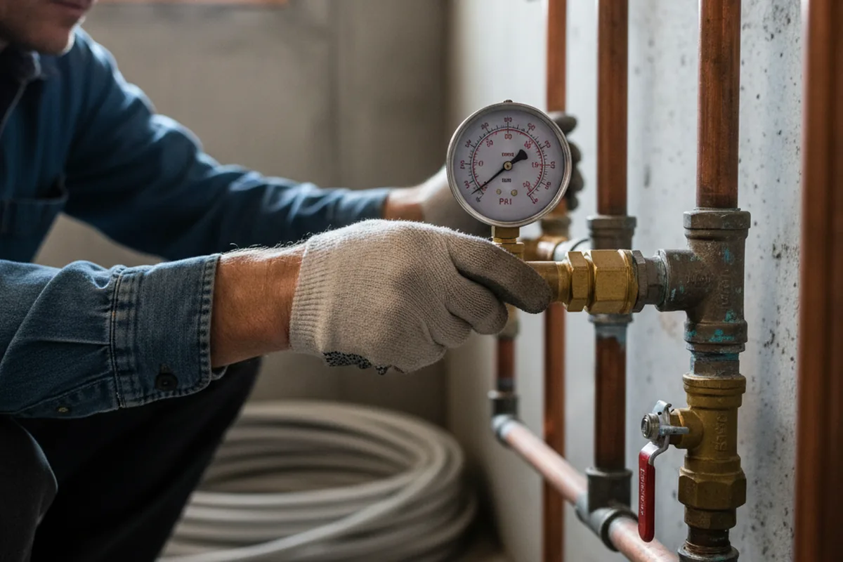 Pressure testing a repaired line during Water Line Repair in Carrie